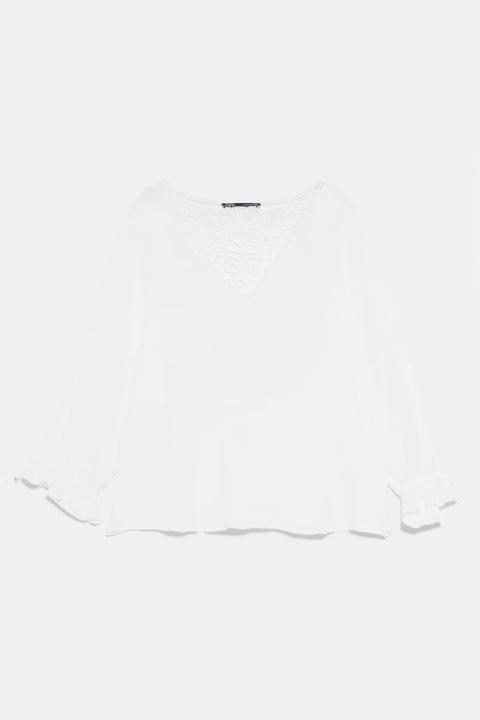 Bluse Aus Materialmischung