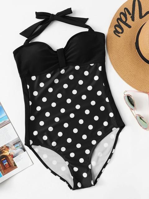 Costume Da Bagno Halter A Pois