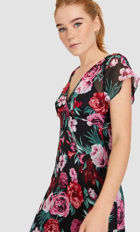 Stradivarius Robe Midi Froissée Femme Noir S