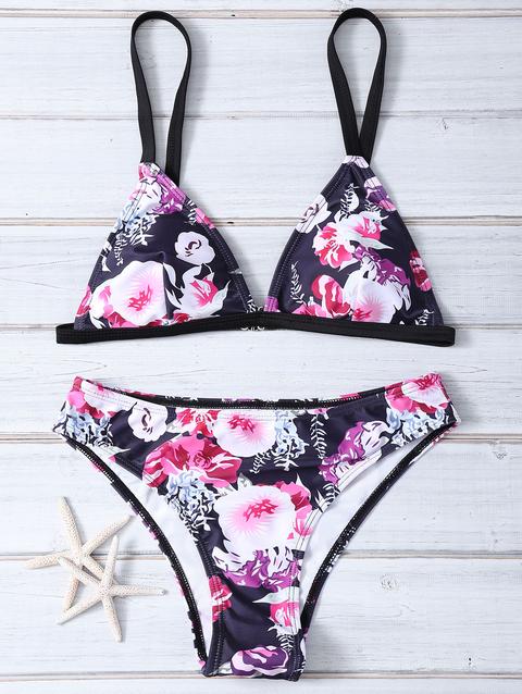 Floral Print Plunge Bikini