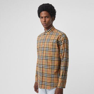 Camicia In Cotone Con Motivo Vintage Check E Colletto Button-down