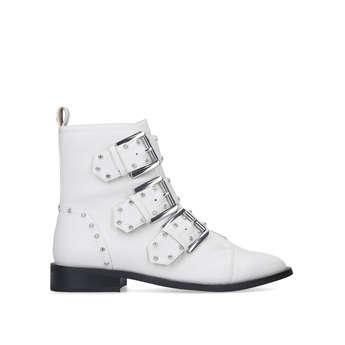 Kg Kurt Geiger Tianna - White Studded Biker Boots