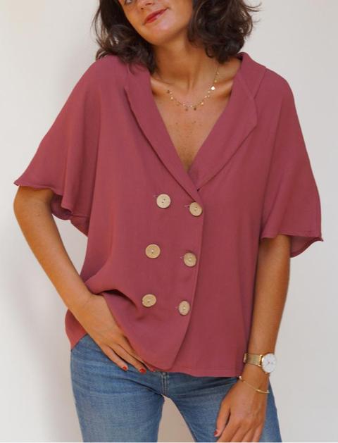 Blusa Cruzada Burdeos