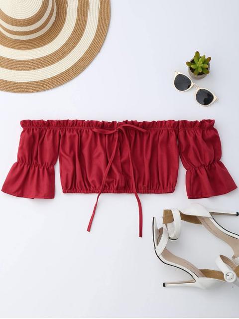 Off Shoulder Drawstring Cropped Top