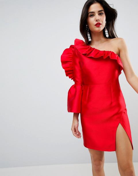 Minivestido De Cóctel Con Diseño Asimétrico Con Volante De Asos