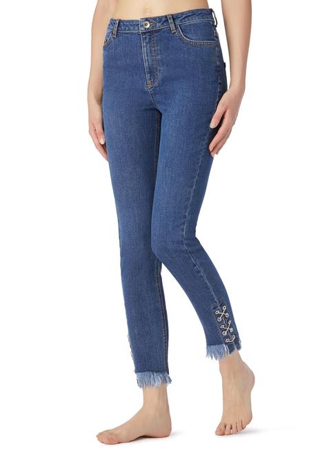 Jeans Sfrangiato Con Intreccio