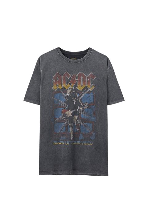 Camiseta Negra Ilustración Ac/dc