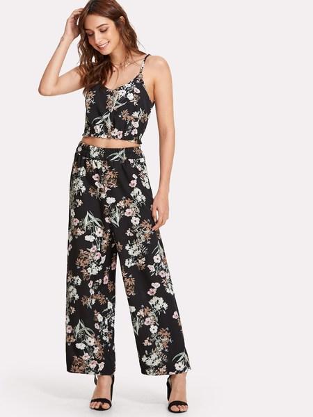 Random Camis Crop Cami Top Con Ampi Pantaloni