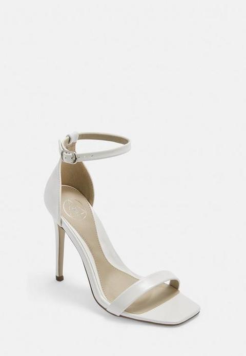 White Wide Fit Barely There Heels, White