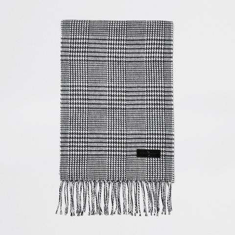 Grey Check Print Scarf
