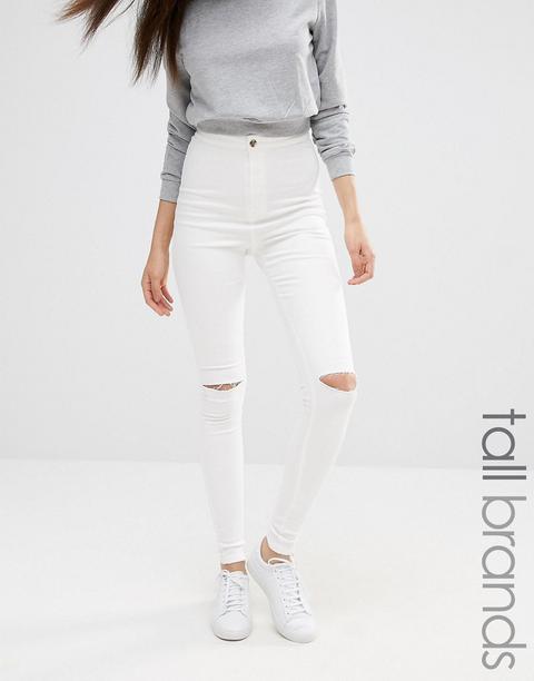 Vaqueros Ajustados Blancos De Talle Alto Muy Elásticos Vice De Missguided Tall