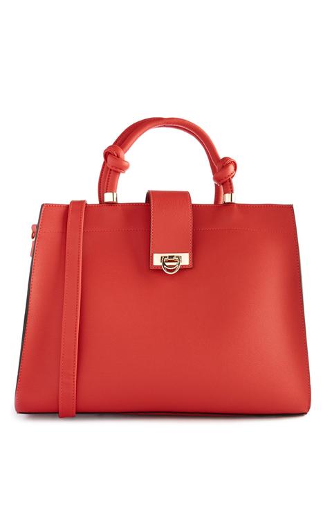 Bolso Tote Rojo Con Nudos En El Asa