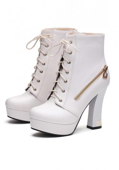 white round toe ankle boots
