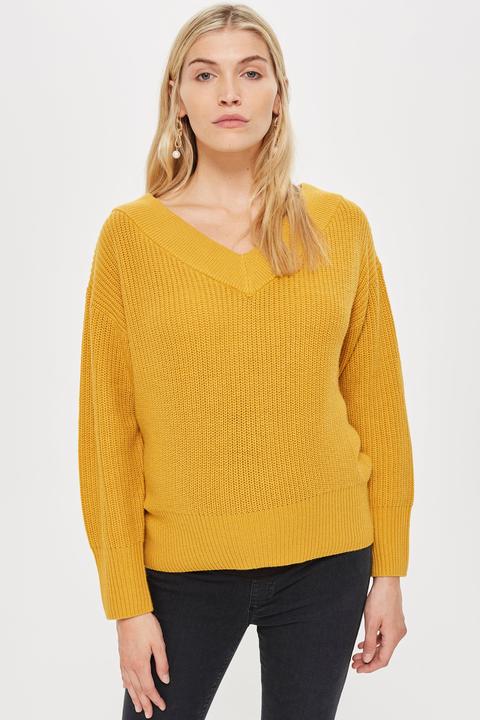 Womens **maternity V Bardot Jumper - Mustard, Mustard