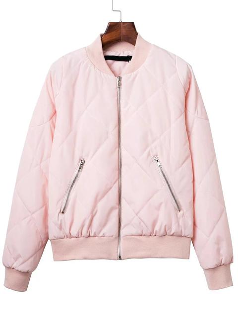 Cazadora Bomber Guateada Cremallera Rosa