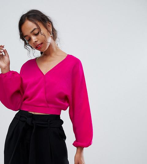 River Island Petite - Blusa Fucsia A Portafoglio - Rosa