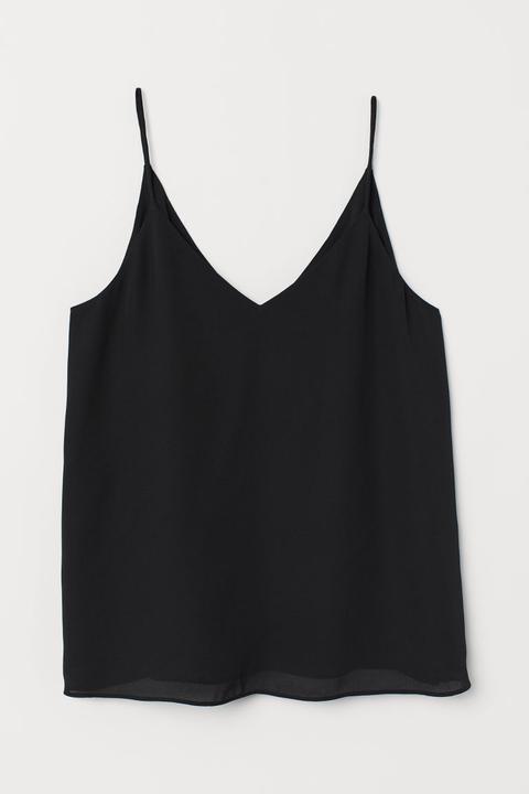 V-neck Strappy Top - Black