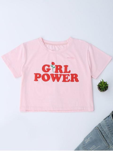 Oversized Girl Power Crop T-shirt