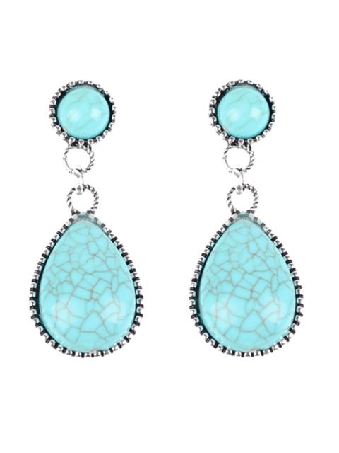 Pendientes De Gota De Agua De Bohemia De Imitación De La Turquesa Windsor Blue
