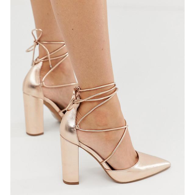 wide fit rose gold block heels