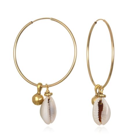 Cowrie Shell Hoop Earrings