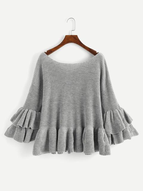 Maglione A Maniche Lunghe Con Orlo A Campana