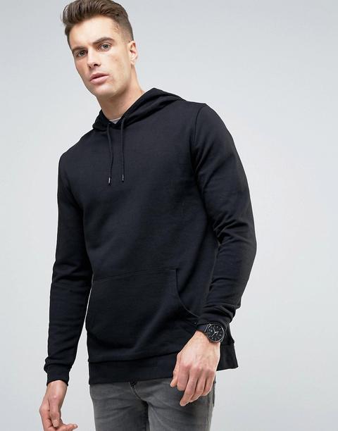 Sudadera Larga Negra Con Capucha De Asos