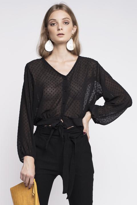 Blusa Armonias Plumetis- Negro