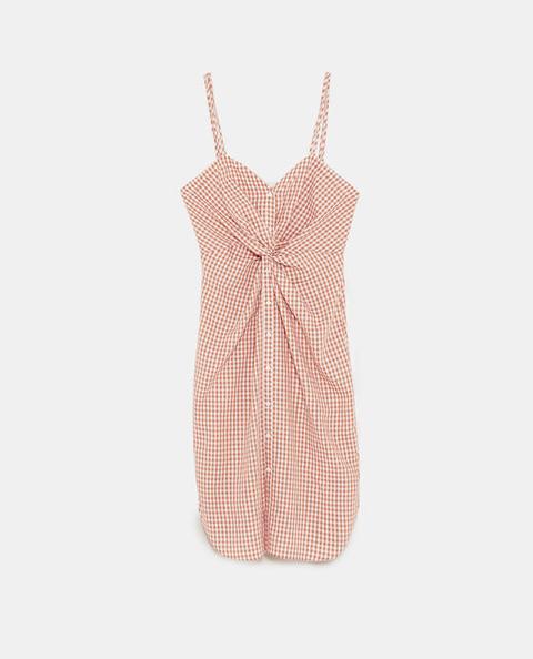 Checked Dress With Knot Detail