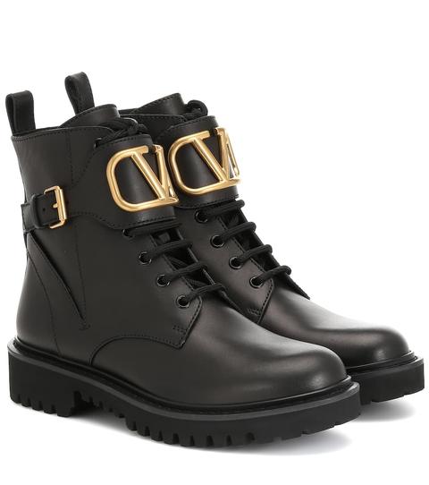 Valentino Garavani Vlogo Leather Ankle Boots