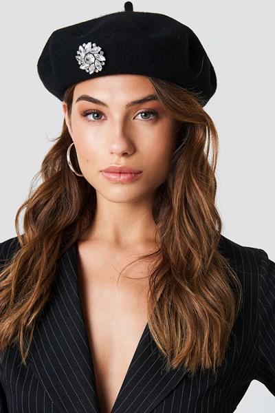 Na-kd Accessories Embellished Beret Hat - Black