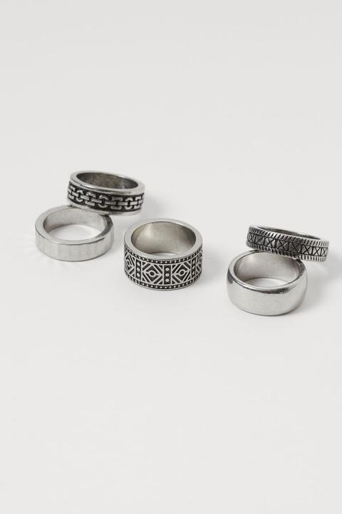 Pack De 5 Anillos - Plata