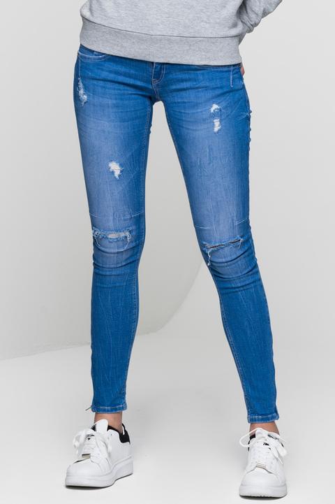 Jeans Blu Skinny Con Zip