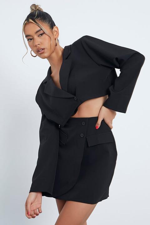 Black Tailored Cropped Blazer , Black