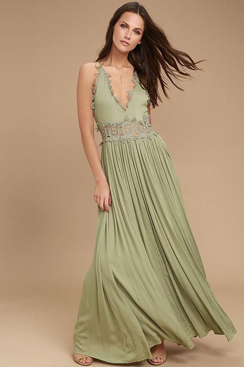 sage green lace maxi dress