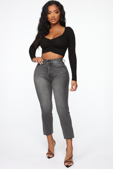 Straighten Up High Rise Jeans - Black