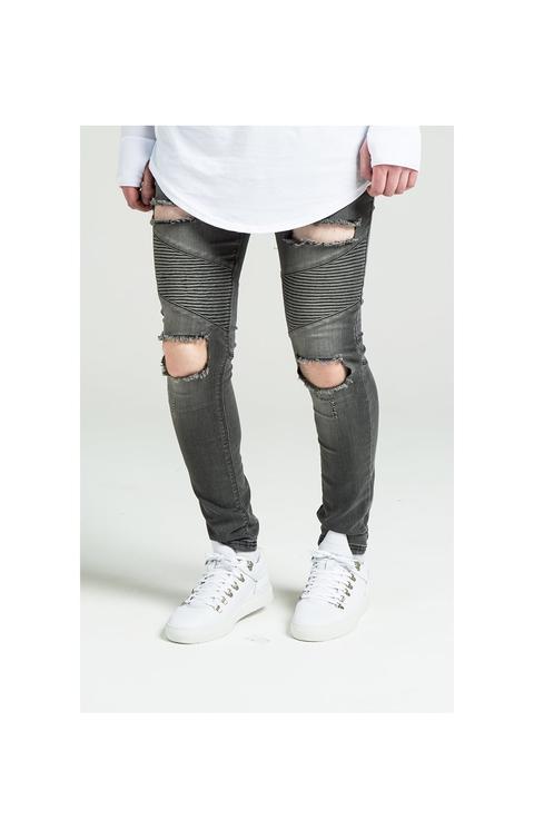 Extreme Biker Skinny Denims - Washed Black