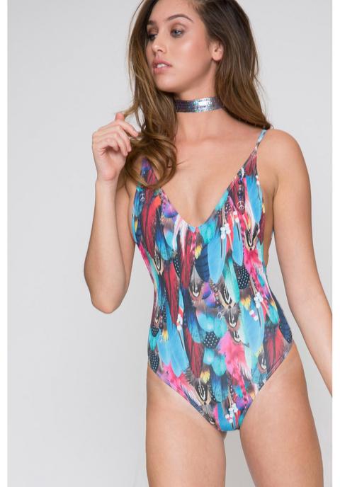 Feather Plunge Cami Swimsuit