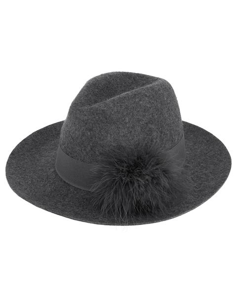 Feather Pom Fedora Hat