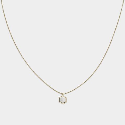 Idylle Gold Marble Hexagon Pendant Necklace