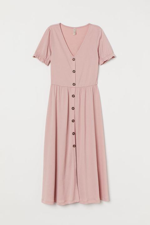 H & M - Vestido Con Escote De Pico - Rosa