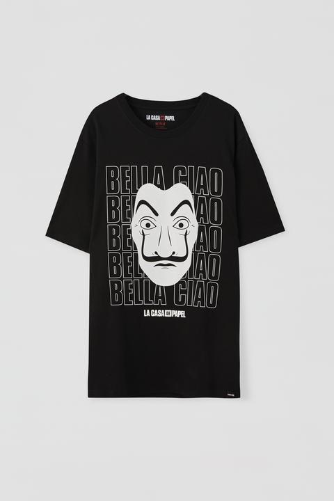 Camiseta La Casa De Papel X Pull&amp;bear Máscara