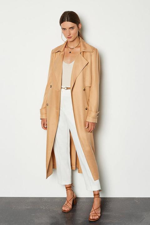 Karen Millen Tencel Lightweight Mac, Tan