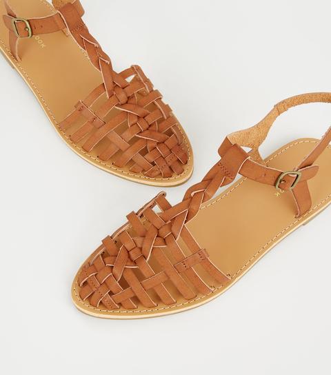 tan caged sandals