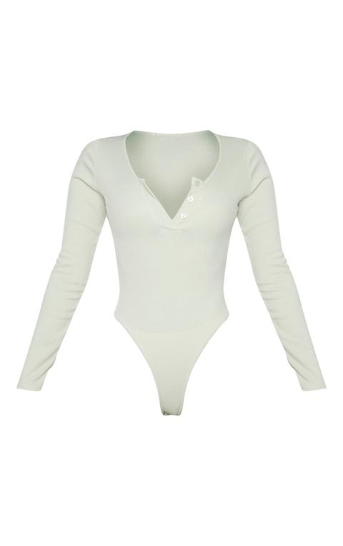 Shape Sage Green Ribbed Long Sleeve Bodysuit