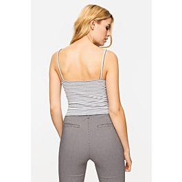 Dunkelblau-weißes, Gestreiftes Crop-top