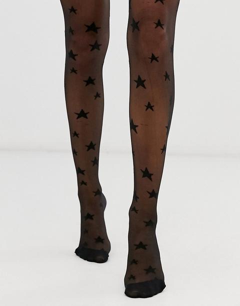 Asos Design - Collant A Stelle 20 Denari - Nero