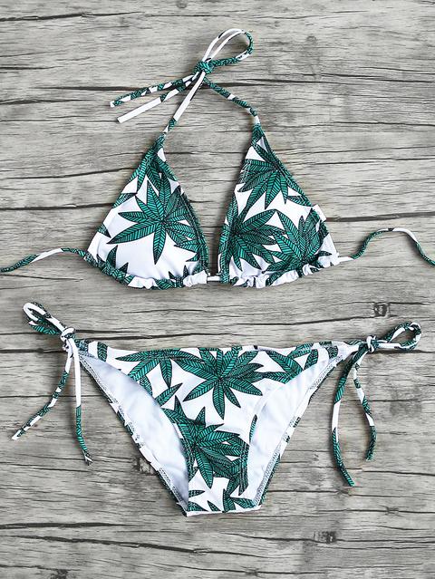 Sets De Bikini Triángulo Con Estampado De Hojas