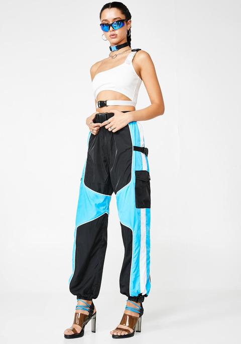 neon blue cargo pants