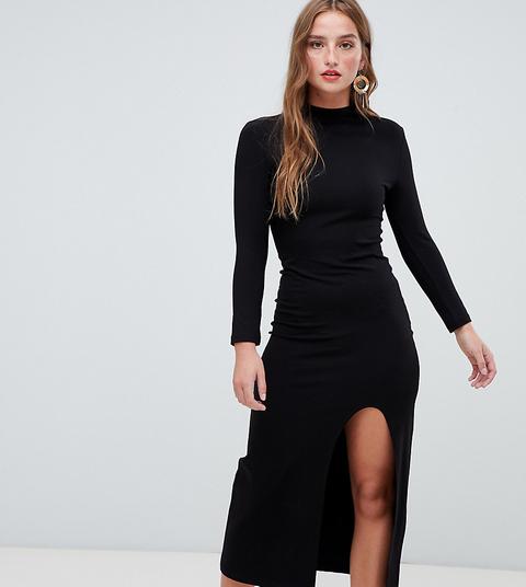 Stradivarius High Neck Dress In Black - Black